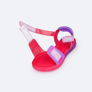 Sandália Papete Infantil Pampili Candy Holográfica Roxa e Pink - sandália calce fácil