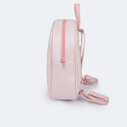 Mochila Infantil Pampili Coração Comfy Rosa Bebê e Colorida - lateral mochila feminina