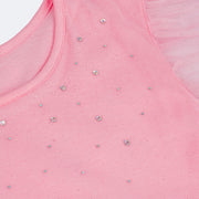 Vestido de Festa Infantil Pampili Tule Glitter e Strass Rosa - detalhe de pedras strass