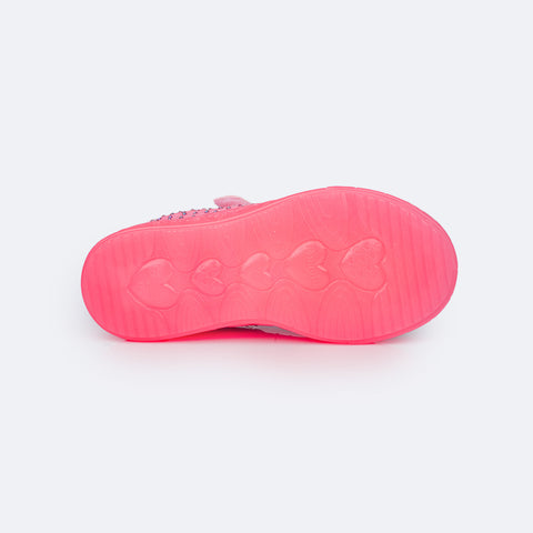 Tênis de Led Infantil Pampili Sneaker Luz Rosa Neon - sola antiderrapante