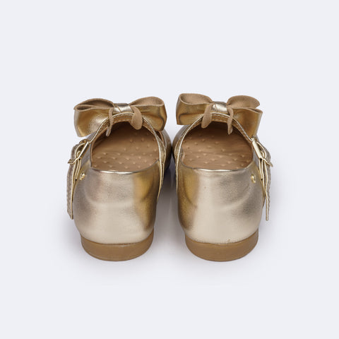 Sapato Infantil Pampili Angel com Laço Removível Dourado - traseira da sapatilha infantil