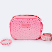 Bolsa Infantil Pampili Glitter Degradê Rosa Neon - frente da bolsa infantil glitter