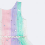 Vestido de Festa Petit Cherie Tule com Borboletas Holográficas Multicolorido - 1 a 6 Anos - aplicações de borboletas holográficas