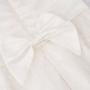Vestido de Bebê Bambollina de Tule Poá e Pérola Branco - 0 a 12 Meses - zíper e laço nas costas