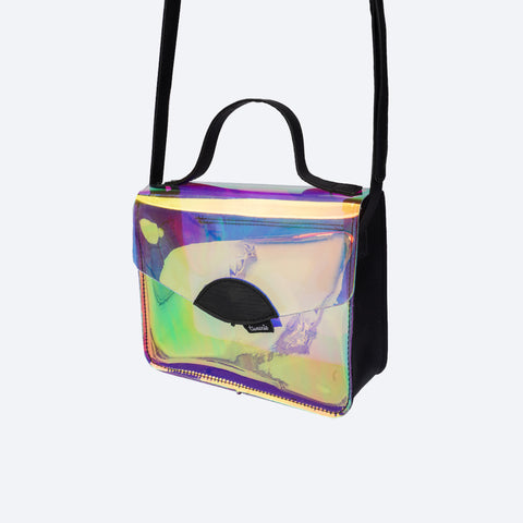 Bolsa Tiracolo Tweenie Transparente e Holográfica Preta - bolsa transversal