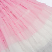 Vestido de Festa Petit Cherie Candy com Tule Babados Strass Rosa - 1 a 6 Anos - camadas de tule em degradê