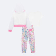 Conjunto Infantil Kukiê Color Fashion Tela Branco e Rosa - costas conjunto infantil
