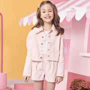 Conjunto Infantil Infanti Jaqueta Short Pérola Rosa - frente conjunto infantil inverno