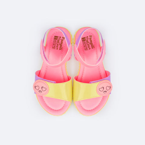 Sandália Papete Infantil Candy Emoji Amarelo e Rosa Neon - palmilha confortável