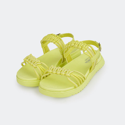 Sandália Feminina Tweenie #Funny Tiras Comfy Trançadas Lemon - frente da sandália com tiras comfy