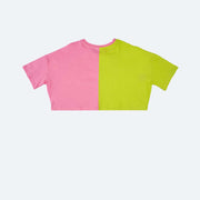 Camiseta Infantil Vallen Bicolor Rosa e Lima - costas da camiseta colorida