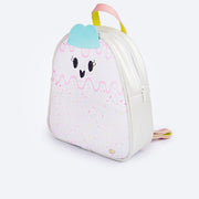 Mochila Infantil Pampili Granulado Glitter Branca Perolada e Colorida - frente da mochila infantil feminina