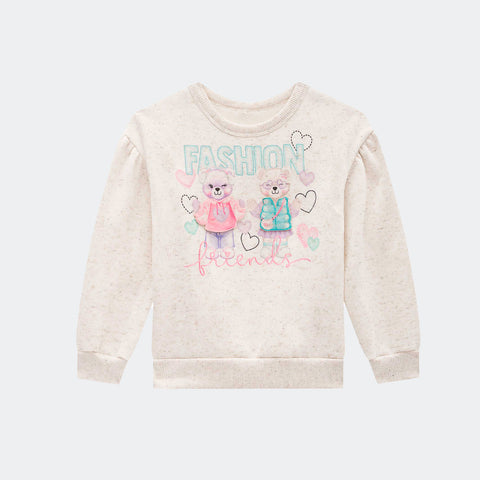 Blusa Infantil Infanti Moletom Friends Ursas Mescla Banana - frente blusa infantil feminina