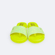 Chinelo Infantil Feminino Pampili Candy Glitter Amarelo Fluor - frente do chinelo feminino