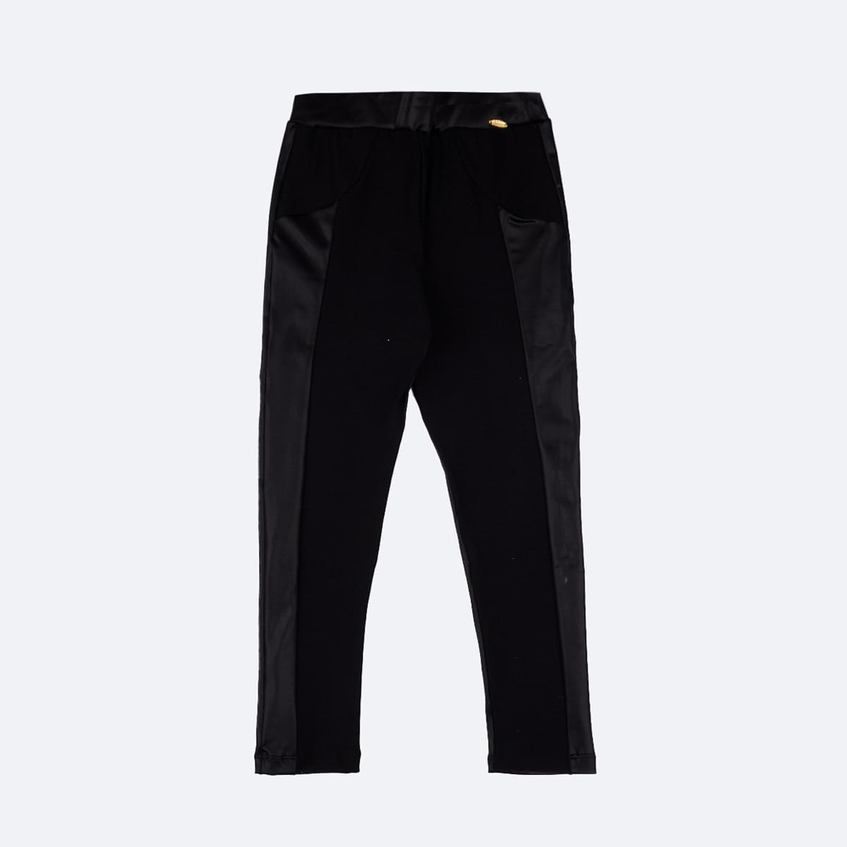Calça Legging Infantil Pampili Acetinada Preta - frente calça legging preta