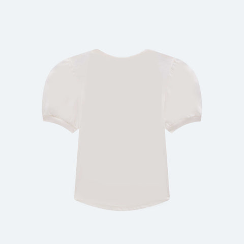 Camiseta Infantil Infanti Brilho Coração Strass  Off White - costas da t-shirt