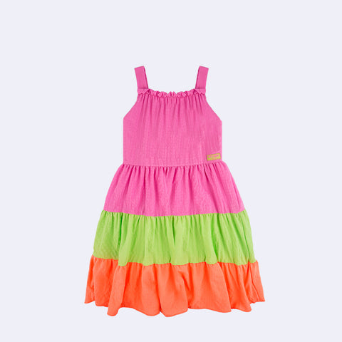 Vestido Infantil Petit Cherie Três Marias Juice Watercolor Multicolorido - 8 a 12 Anos - frente do vestido infantil