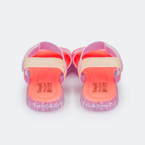 Sandália Papete Infantil Pampili Candy Glitter Holográfica Colorida - traseira sandália colorida