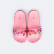 Chinelo Slide Infantil Pampili Fun Glee Carinha Feliz Rosa e Colorido - chinelo infantil confortável