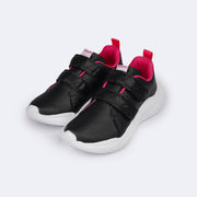 Tênis Infantil Feminino Pampili Gabi Calce Fácil Ultra Leve Preto e Pink - frente do tênis feminino de velcro