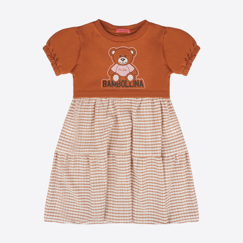 Vestido Infantil Bambollina Vichy Caramelo - frente vestido infantil menina