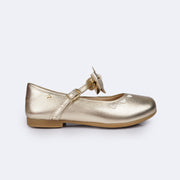 Sapato Infantil Pampili Angel Laço Removível com Pérola Dourado - lateral sapato infantil dourado