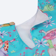 Vestido de Bebê Kukiê Zoo Floral Azul - detalhe botão aberto nas costas