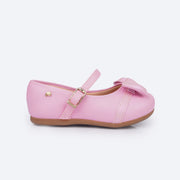 Sapato Infantil Pampili Mini Angel Pérola e Laço Cintilante Rosa - lateral sapato infantil feminino