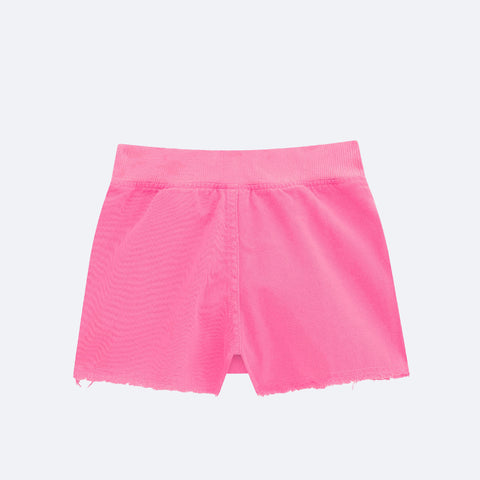 Short Saia Infantil Kukiê Desfiado Pink Neon - costas do short infantil feminino