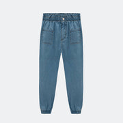 Calça Jeans Infantil Infanti Jogger Azul Claro - frente calça jeans jogger