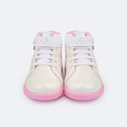 Tênis de Led Cano Médio Infantil Pampili Sneaker Luz Perolado Branco - frente tênis infantil feminino