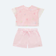 Conjunto Infantil Infanti Paetê e Tule Rosa - Frente conjunto menina