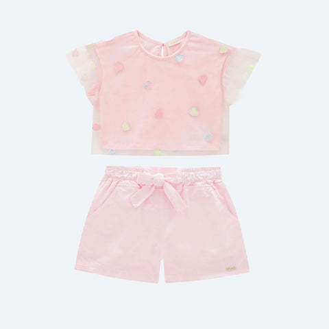 Conjunto Infantil Infanti Paetê e Tule Rosa - conjunto infantil feminino