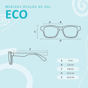 Óculos de Sol Infantil KidSplash! Eco Proteção UV Redondo Mostarda - medidas do óculos infantil