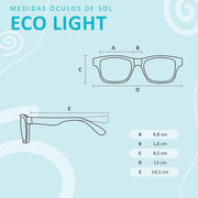 Óculos de Sol Infantil KidSplash! Eco Light Proteção UV Azul Céu - medidas do óculos infantil