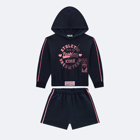 Conjunto Infantil Kukiê Moletom Esportivo Marinho - frente conjunto infantil feminino