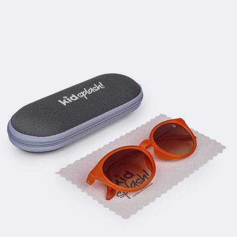Óculos de Sol Infantil KidSplash! Redondo Âmbar - óculos infantil e caixa.