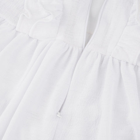 Vestido Kids Mon Sucré Happy Time com Babados Branco - zíper