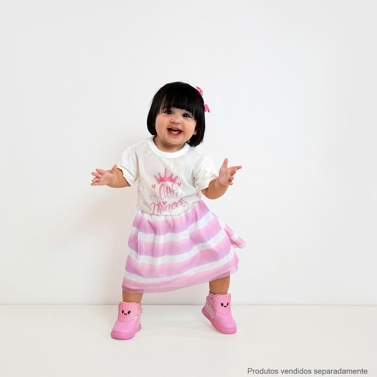 Camiseta Infantil Pampili Little Princess Strass Off White - camiseta na menina