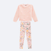 Conjunto Infantil Kukiê Blusa Soft Pompom e Legging Rosa - frente conjunto infantil frio