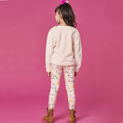 Conjunto Infantil Kukiê Blusa Soft Pompom e Legging Rosa - costas conjunto infantil feminino