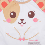 Pijama Infantil Cara de Criança Hamster Branco e Rosa - frente pijama estampado
