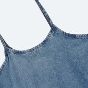 Vestido Jeans Vallen com Alça e Babado Azul - vestido jeans de alça