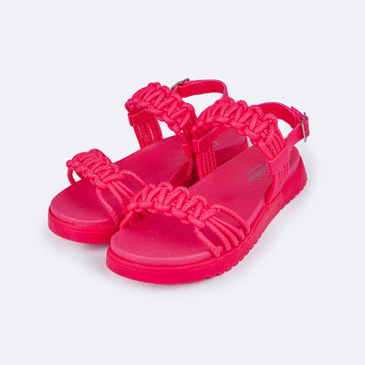 Sandália Papete Feminina Tweenie #Funny Tiras Comfy Trançadas Pink Maravilha - frente com trançado nas tiras 