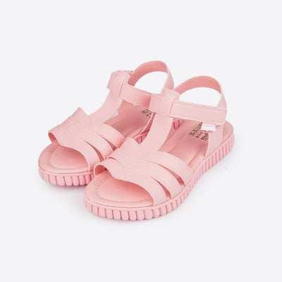Sandália Papete Infantil Pampili Candy Rosa Glace - frente da sandália infantil rosa