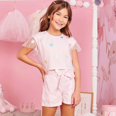 Conjunto Infantil Infanti Paetê e Tule Rosa - conjunto infantil menina