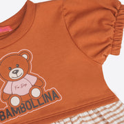 Vestido Infantil Bambollina Vichy Caramelo - vestido manga bufante