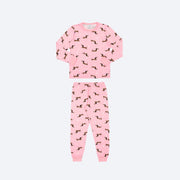 Pijama Infantil Alakazoo Manga Longa Zoo Cachorras Estrelas Rosa - frente pijama feminino