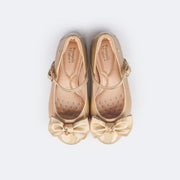 Sapato Infantil Feminino Pampili Angel Laço Strass Holográfico Dourado - sapatilha palmilha confortável