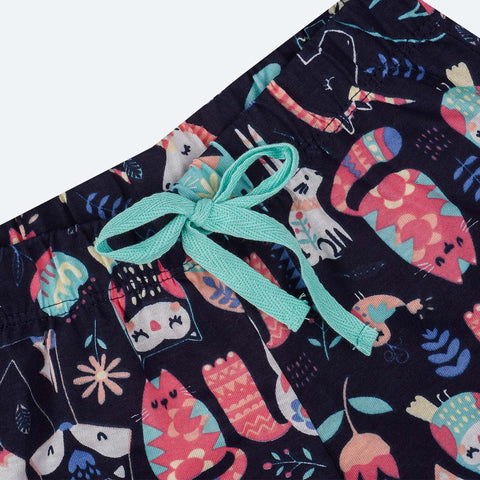 Pijama Infantil Tip Top Raposa Marinho - short estampado com cordão
